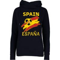 Spain Soccer Ball Flag Womens Funnel Neck Pullover Hood