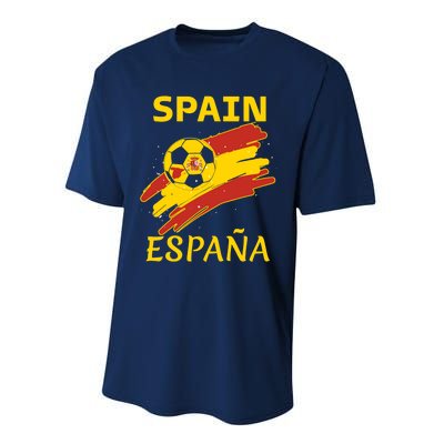 Spain Soccer Ball Flag Performance Sprint T-Shirt