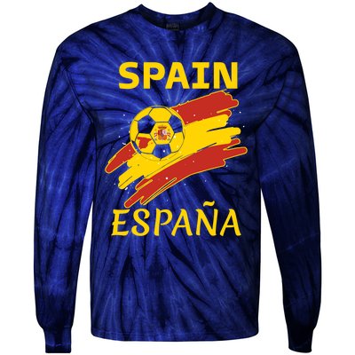 Spain Soccer Ball Flag Tie-Dye Long Sleeve Shirt