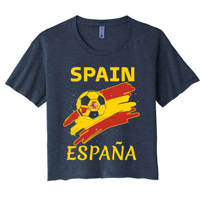 Spain Soccer Ball Flag Women's Crop Top Tee