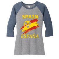 Spain Soccer Ball Flag Women's Tri-Blend 3/4-Sleeve Raglan Shirt