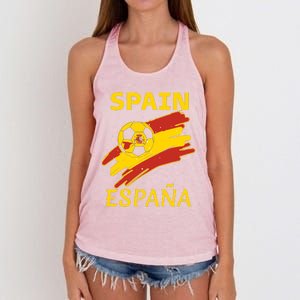 Spain Soccer Ball Flag Women's Knotted Racerback Tank