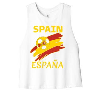 Spain Soccer Ball Flag Women's Racerback Cropped Tank