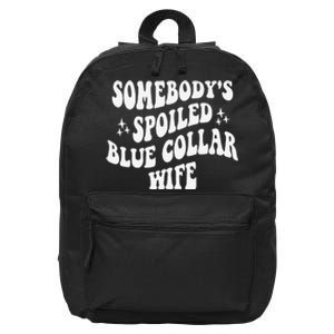 Somebodys Spoiled Blue Collar Wife Mother's Day Groovy 16 in Basic Backpack