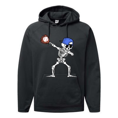 Spooky Skeleton Baseball Player Halloween Costume Performance Fleece Hoodie