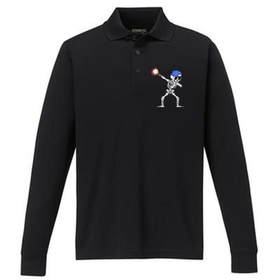 Spooky Skeleton Baseball Player Halloween Costume Performance Long Sleeve Polo