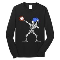 Spooky Skeleton Baseball Player Halloween Costume Long Sleeve Shirt