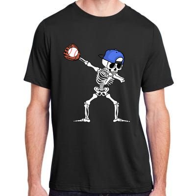 Spooky Skeleton Baseball Player Halloween Costume Adult ChromaSoft Performance T-Shirt