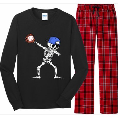 Spooky Skeleton Baseball Player Halloween Costume Long Sleeve Pajama Set