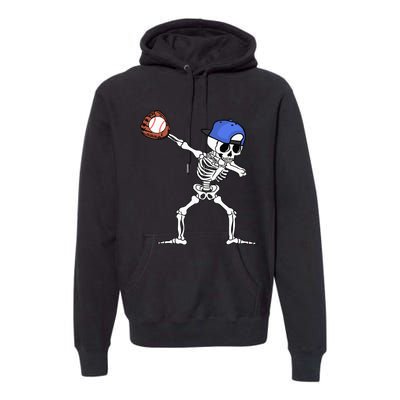 Spooky Skeleton Baseball Player Halloween Costume Premium Hoodie