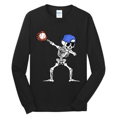 Spooky Skeleton Baseball Player Halloween Costume Tall Long Sleeve T-Shirt