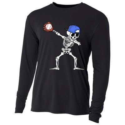 Spooky Skeleton Baseball Player Halloween Costume Cooling Performance Long Sleeve Crew