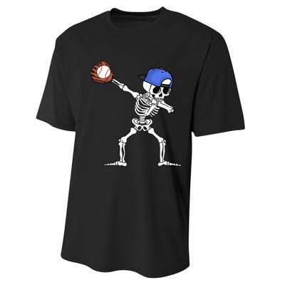 Spooky Skeleton Baseball Player Halloween Costume Performance Sprint T-Shirt