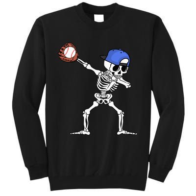 Spooky Skeleton Baseball Player Halloween Costume Tall Sweatshirt