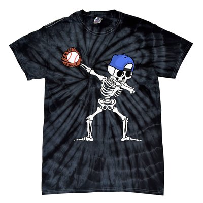 Spooky Skeleton Baseball Player Halloween Costume Tie-Dye T-Shirt