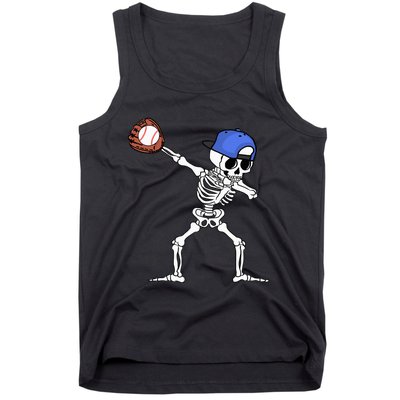 Spooky Skeleton Baseball Player Halloween Costume Tank Top