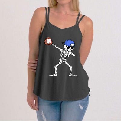 Spooky Skeleton Baseball Player Halloween Costume Women's Strappy Tank