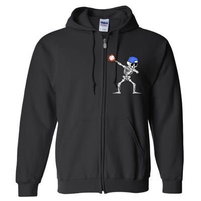 Spooky Skeleton Baseball Player Halloween Costume Full Zip Hoodie