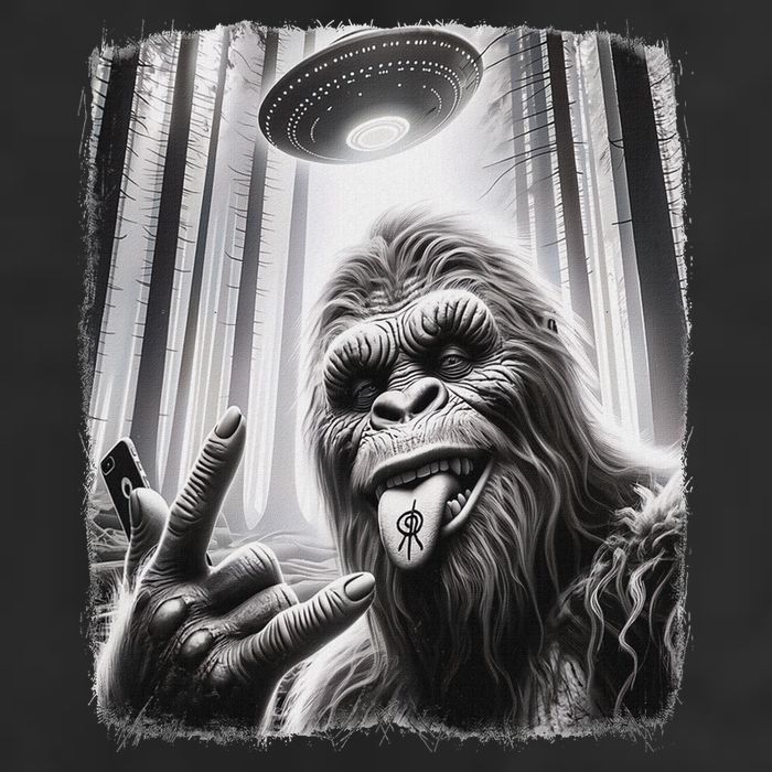 Sasquatch Selfie Big Foot Rock On Ufo Alien Cool Comfort Performance Bucket Hat