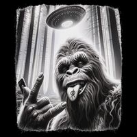 Sasquatch Selfie Big Foot Rock On Ufo Alien Flexfit Unipanel Trucker Cap