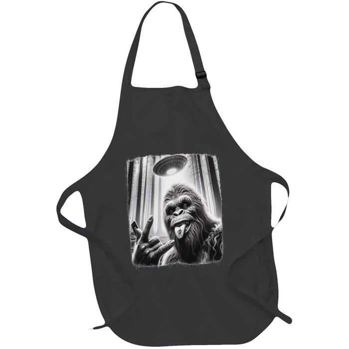 Sasquatch Selfie Big Foot Rock On Ufo Alien Apron