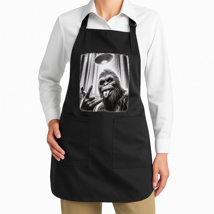 Sasquatch Selfie Big Foot Rock On Ufo Alien Apron