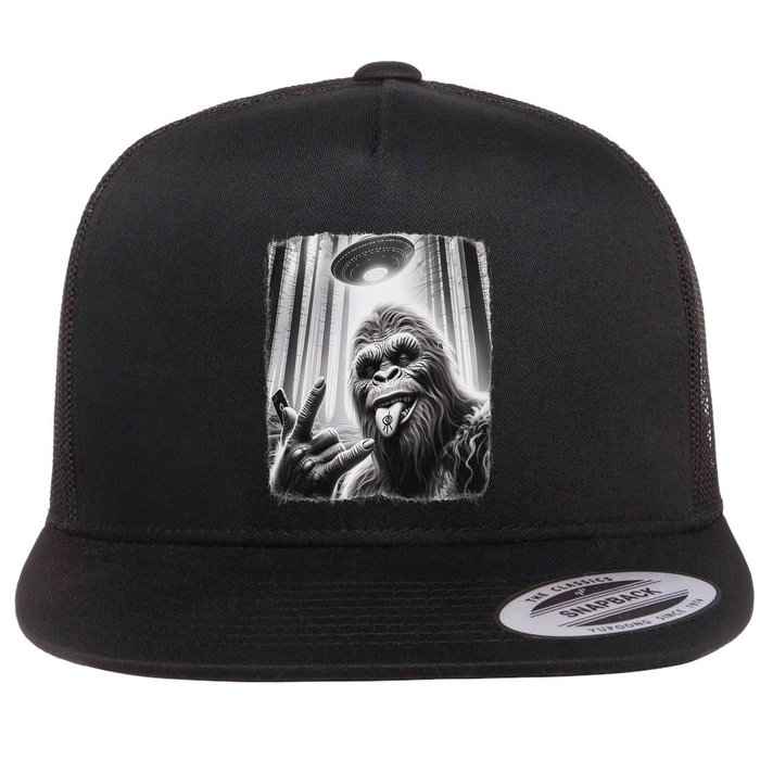 Sasquatch Selfie Big Foot Rock On Ufo Alien Flat Bill Trucker Hat