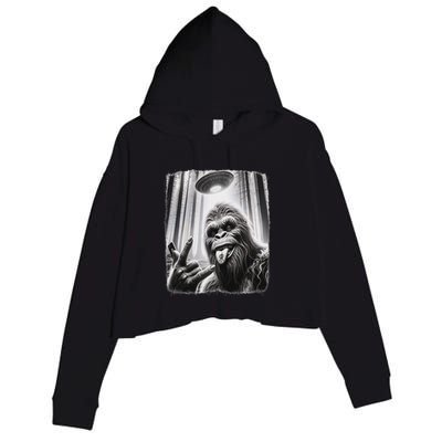 Sasquatch Selfie Big Foot Rock On Ufo Alien Crop Fleece Hoodie