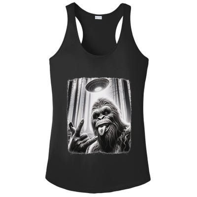 Sasquatch Selfie Big Foot Rock On Ufo Alien Ladies PosiCharge Competitor Racerback Tank