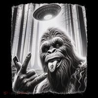 Sasquatch Selfie Big Foot Rock On Ufo Alien Poster