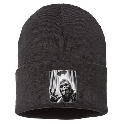 Sasquatch Selfie Big Foot Rock On Ufo Alien Sustainable Knit Beanie