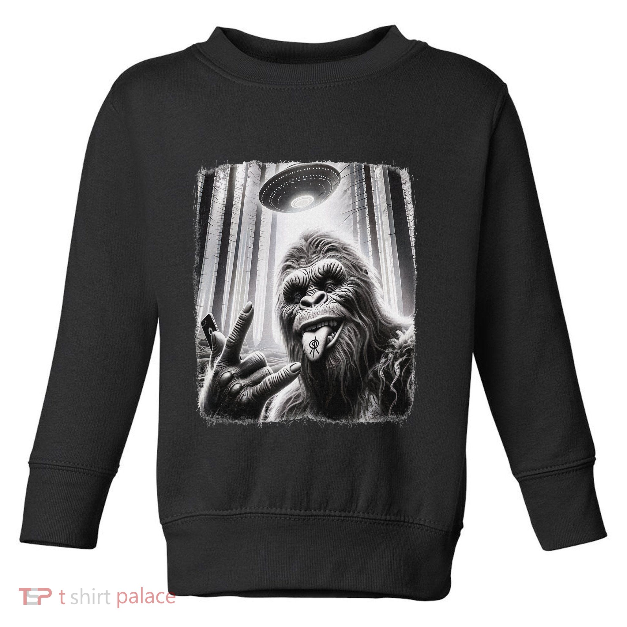 Sasquatch Selfie Big Foot Rock On Ufo Alien Toddler Sweatshirt