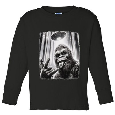 Sasquatch Selfie Big Foot Rock On Ufo Alien Toddler Long Sleeve Shirt
