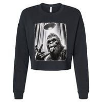 Sasquatch Selfie Big Foot Rock On Ufo Alien Cropped Pullover Crew