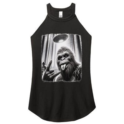 Sasquatch Selfie Big Foot Rock On Ufo Alien Women's Perfect Tri Rocker Tank