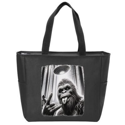 Sasquatch Selfie Big Foot Rock On Ufo Alien Zip Tote Bag