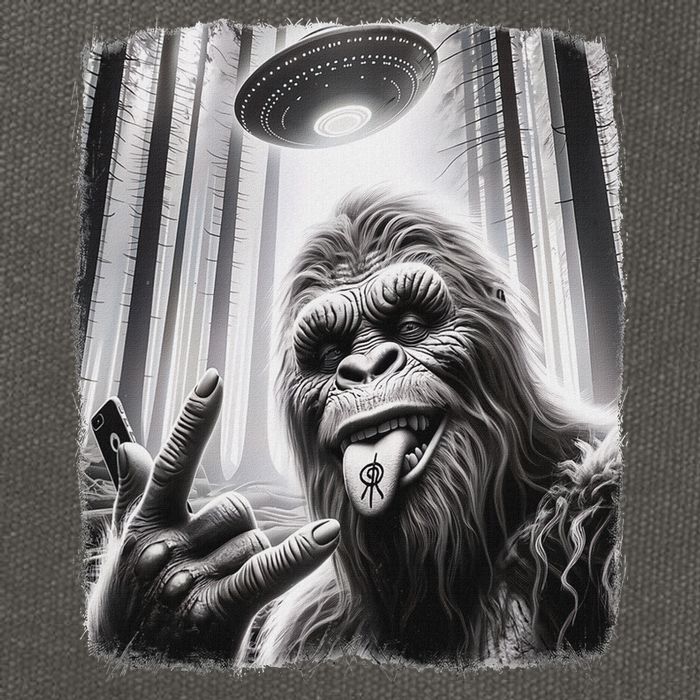 Sasquatch Selfie Big Foot Rock On Ufo Alien Cotton Canvas Backpack