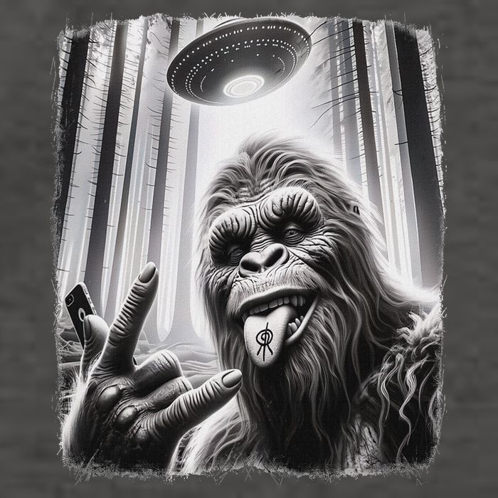 Sasquatch Selfie Big Foot Rock On Ufo Alien Vector Backpack