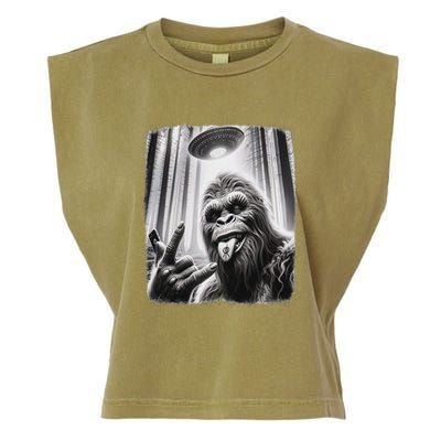 Sasquatch Selfie Big Foot Rock On Ufo Alien Garment-Dyed Women's Muscle Tee