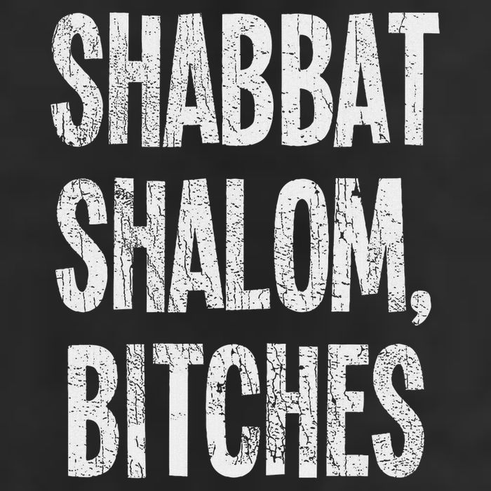Shabbat Shalom Bitches Funny Jewish Jew Shabbos 7 Panel Mesh Trucker Snapback Hat
