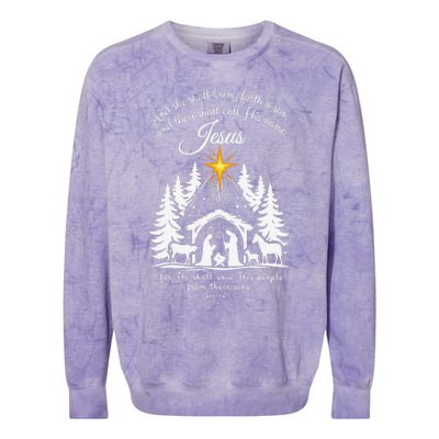 She Shall Bring Forth A Son Jesus Christmas 2024 Colorblast Crewneck Sweatshirt