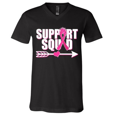 Support Squad Breast Cancer Awareness Pink Ribbon V-Neck T-Shirt