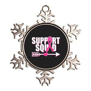 Support Squad Breast Cancer Awareness Pink Ribbon Metallic Star Ornament