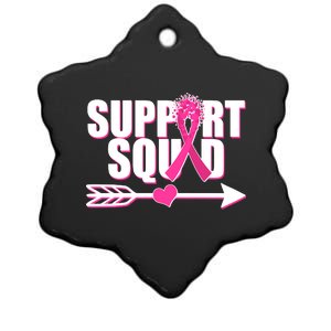 Support Squad Breast Cancer Awareness Pink Ribbon Ceramic Star Ornament