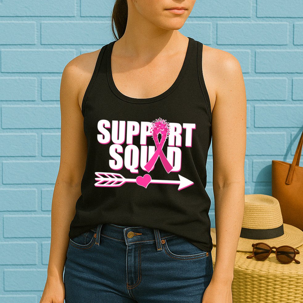 Support Squad Breast Cancer Awareness Pink Ribbon Womens Tank Top