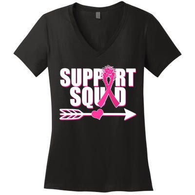 Support Squad Breast Cancer Awareness Pink Ribbon Women's V-Neck T-Shirt