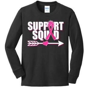 Support Squad Breast Cancer Awareness Pink Ribbon Kids Long Sleeve Shirt