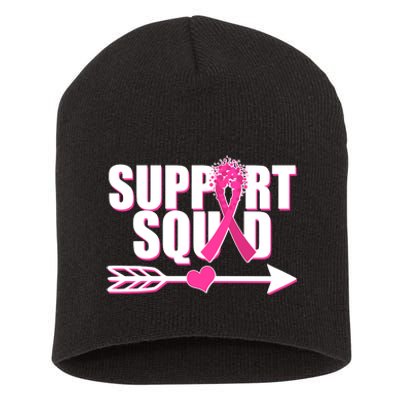 Support Squad Breast Cancer Awareness Pink Ribbon Short Acrylic Beanie