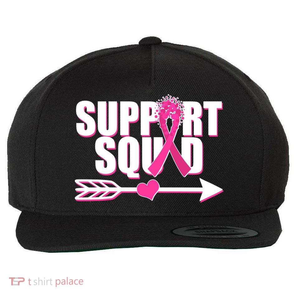 Support Squad Breast Cancer Awareness Pink Ribbon Wool Snapback Cap