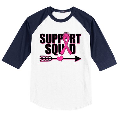 Support Squad Breast Cancer Awareness Pink Ribbon Baseball Sleeve Shirt